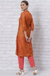 Orange Poly Cotton Straight Kurta image number 4